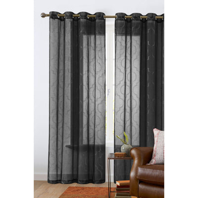 7 of 7:Randall Metallic Moroccan Pattern Sheer Grommet Window Panel, 54x84 Inches 
