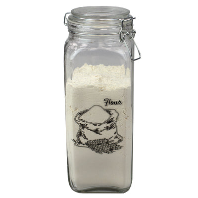 1 of 5:Bocal en verre Home Basics Ludlow de 2,00 m³ avec fermoir en métal, transparent 