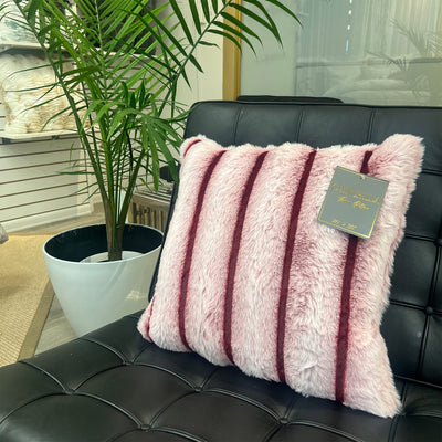 7 of 8:Chinchilla Stripped Faux Fur Throw Pillow, 20x20 Inches 