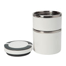 2 of 4:Kitchen Details 2 Tier Round Twist Stainless Steel Insulated Lunch Box in White 