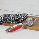 5 of 5:Home Basics Rubber Grip Zinc Plated Steel Garlic Presser, Red 