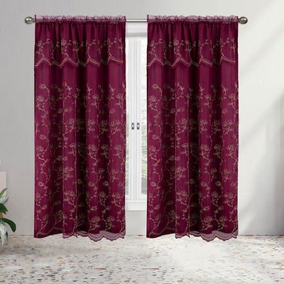 4 of 7:Viola Floral Embroidery Panel with Valance and Backing, 55x84 Inches 