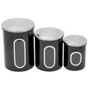 1 of 4:Home Basics Lot de 3 boîtes de conservation en acier inoxydable avec fenêtre, noir 