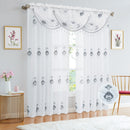 17 of 18:Lourdes Damask Embroidered Sheer Rod Pocket Window Panel And Valance Treatments 