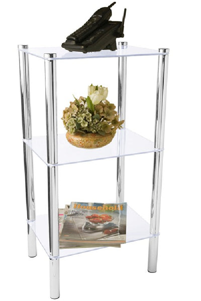 1 of 6:Home Basics 3 Tier Multi Use Rectangle Glass Corner Shelf, Clear 