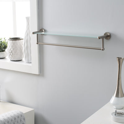 2 of 4:Neu Home Glass Shelf and Towel Bar in Satin Nickel 