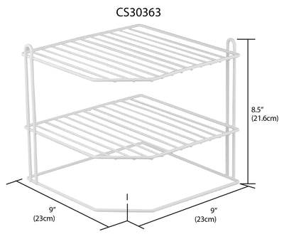 7 of 8:Étagère de rangement d'angle Home Basics à 3 niveaux en acier recouvert de vinyle, blanc 