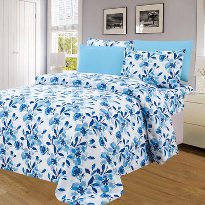 2 of 4:PREMIUS Rhodes Wrinkle-Free Microfiber Sheet Set, Light Blue 