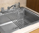 5 of 6:Égouttoir à vaisselle flexible multi-usages Home Basics en silicone et acier inoxydable, gris 