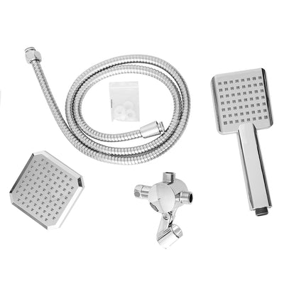 2 of 4:Home Basics Square Dual Plastic Shower Massager with Shower Head Set, Chrome 