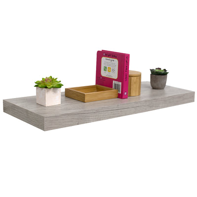 1 of 2:Étagère flottante rectangulaire décorative en bois Home Basics, grise, 59,8 x 23,8 x 3,8 cm 