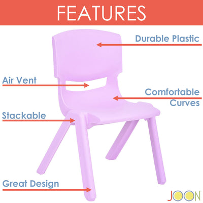 2 of 7:Chaises d'apprentissage empilables en plastique pour enfants JOON, lilas, 52,1 x 32,7 x 28 cm, lot de 2 (lot de 2) 