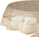 5 of 6:Crown Mesh Lace with Border Design Tablecloth, Ivory-Gold 