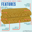 3 of 24:PREMIUS 2 Pack Damask 100% Cotton Yarn Dyed Bath Sheet Towel, 32x64 Inches 