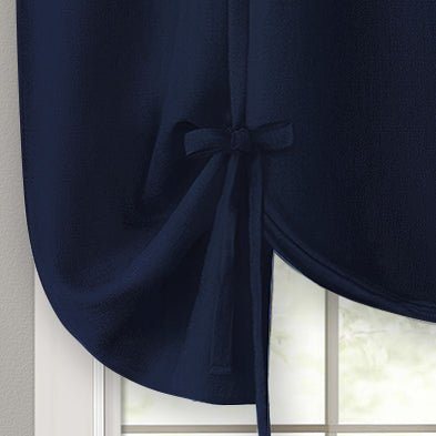 3 of 4:Rideau de fenêtre Darcy à nouer - 58 x 63 - Bleu marine 