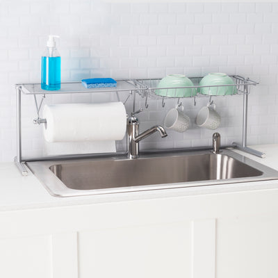 2 of 3:Home Basics Over the Sink Counter Kitchen Station, Silver, 36.5x9x11.75 Inches 