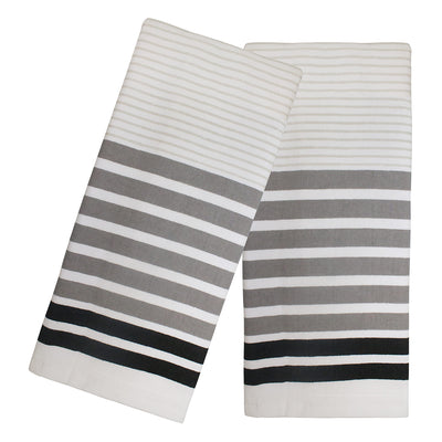 1 of 4:Popular Home - Juego de toallas de cocina Fouta de rayas finas, 2 piezas, 16.0 x 28.0 in 