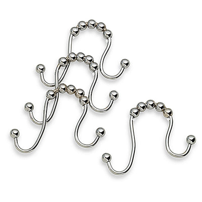 1 of 1:Bath Bliss 12 Pack Shower Curtain with Double Hooks in Chrome 