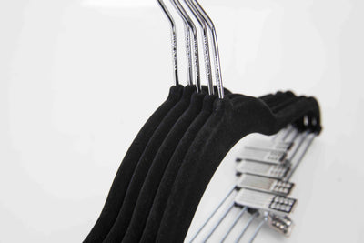 3 of 8:Home Basics Velvet Hanger With Clips, (Pack of 5), Black 