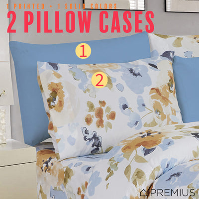 12 of 12:Ensemble de draps infroissables en microfibre imprimés PREMIUS Premium Sunlit Meadow 4 et 6 pièces 