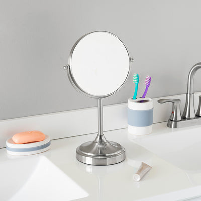 3 of 5:Home Basics Elizabeth Collection Cosmetic Mirror, Satin Nickel 