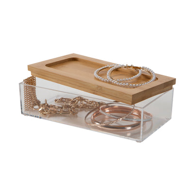 3 of 4:Organiseur transparent Simplify Medium avec couvercle en bambou 