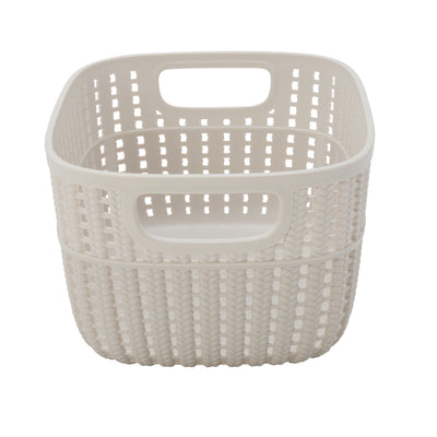 2 of 2:Simplify 2-Tone Decorative Small Storage Basket in Ivory 