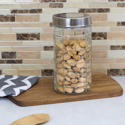 5 of 7:Home Basics Chex Collection 52 oz. Large  Glass Canister with Stainless Steel Lid 