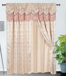 1 of 5:Devika Jacquard Rod Pocket Panel With Attached Valance and Backing, Blush, 54x84 Inches 