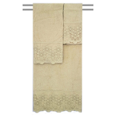 6 of 7:Ensemble de 3 serviettes de bain décoratives en coton brodées florales Florentina 