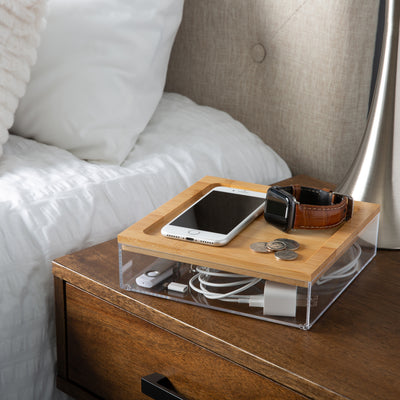 4 of 4:Simplify Large Clear Organizer with Bamboo Lid 