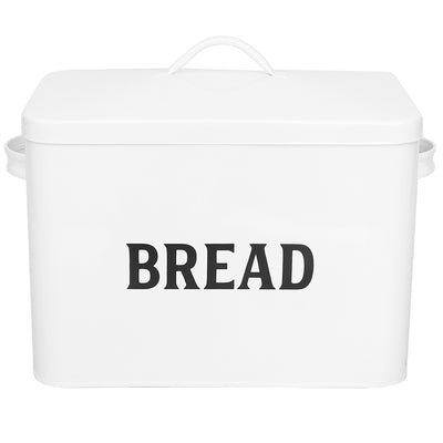 1 of 4:Home Basics Caja de pan de hojalata, color blanco 