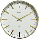 1 of 1:PREMIUS Round Glass Covered Modern Minimalist Clean Lines Wall Clock, Gold, 12 Inches 