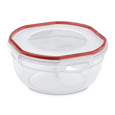 1 of 2:Sterilite Ultra Seal Bowl with Latches, 2.5 Quart, Clear- Rocket Red 