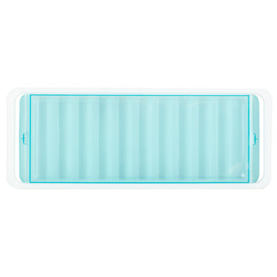 2 of 5:Home Basics 11 Compartment Slim Plastic Stackable Ice Cube Tray with Snap-on Cover, Blue 