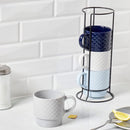 5 of 5:Home Basics Juego de tazas apilables de 4 piezas con soporte, diseño de tejido en relieve 