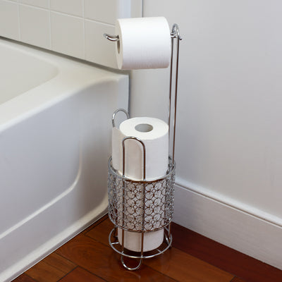 5 of 6:Distributeur de papier toilette sur pied Home Basics, chromé 