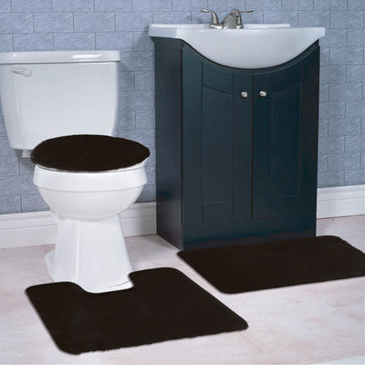 9 of 9:Imperial 3-Piece Plush Non-Slip Bath Rug Set 