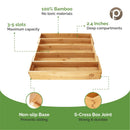 6 of 9:Plateau séparateur extensible et réglable en bois pour couverts en bambou Pristine, 5 emplacements, 43 x 49,3 x 6,1 cm 