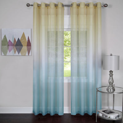 1 of 2:Rainbow - Single Grommet Window Curtain Panel - 52x63 Blue 