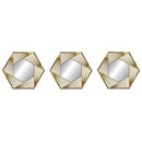 1 of 2:PREMIUS 3 Piece Plastic Mesh Hexagon Wall Decor Mirror Set, Gold, 10 Inches 