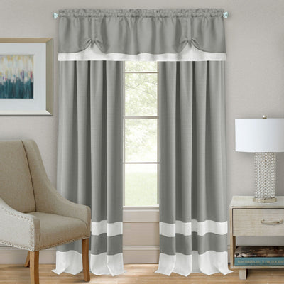 2 of 4:Darcy Rod Pocket Window Curtain Panel - 52x63 - Grey/White 