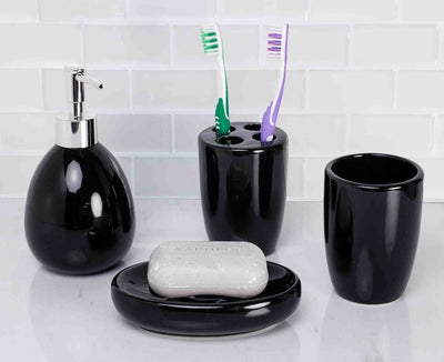 1 of 5:Home Basics 4 Piece Bath Accessory Set, Black 