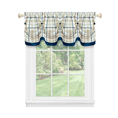 4 of 4:Cenefa Tattersall Tuck con botones - 58x14 - Azul marino 