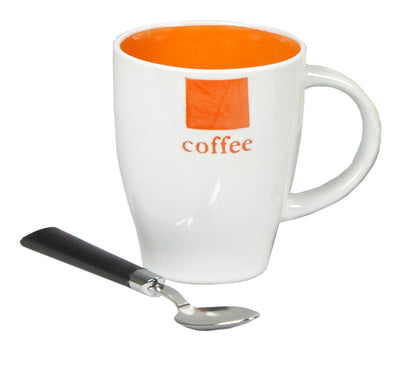 2 of 5:Home Basics Juego de tazas de cerámica de 6 piezas con soporte, café, multicolor 