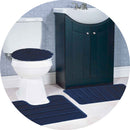 1 of 8:Ensemble de 3 tapis de bain touffetés antidérapants à rayures Atlanta 