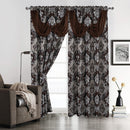 4 of 5:Sheriann Damask Jacquard Rod Pocket Window Panel with Valance, 54x84 Inches 