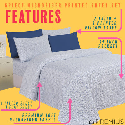 9 of 12:PREMIUS Premium Modern Dash 4 & 6 Piece Microfiber Printed Wrinkle-Free Sheet Set 