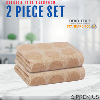 21 of 40:PREMIUS 2 Pack Circles 100% Cotton Yarn Dyed Hand Towel, 16x28 Inches 