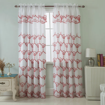 3 of 6:Rochelle Embroidered Rod Pocket Panel With Attached Valance, 54x90 Inches 